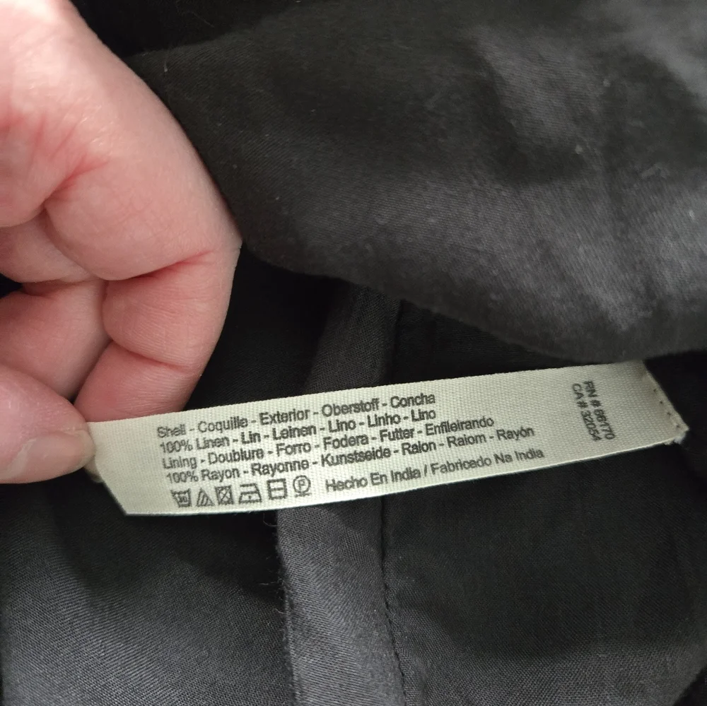 FREE PEOPLE Black Linen Carino Mini Wrap Dress Small Petite - Picture 14 of 14